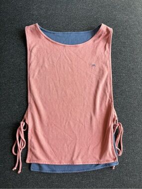 Women's Pink & Blue Reversible Layered Tank Top with Side Ties